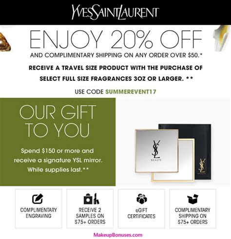 ysl code promo|YSL free gift with purchase.